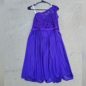 David bridal short purple dress size 16